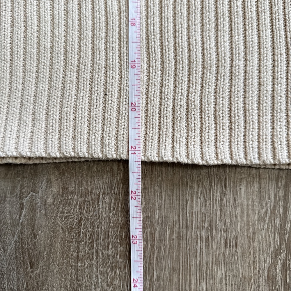 525 America 100% Cotton Ribbed High Neck Cream Knit Sweater Loose Fit Size S - Picture 9 of 9